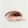 Exquisite metallic acrylic wave clutch bag detail, unique rose gold hard shell design. - Rose Gold