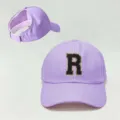 Gorra de béisbol morada sin copa con parche de letra R, sombrero de sol ajustable para exteriores. - Ajustable / Púrpura R