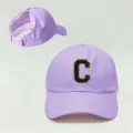 Gorra de béisbol morada de media coleta con parche de letra C negra, sombrero ajustable. - Ajustable / Púrpura C