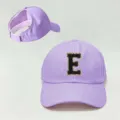 Gorra de béisbol morada para coleta con parche de letra E, ajustable para deporte. - Ajustable / Púrpura E