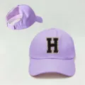Gorra de beisbol morada para coleta con parche de letra H negra ajustable para exterior - Ajustable / Púrpura H