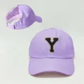 Gorra de béisbol morada para coleta con parche de letra Y con purpurina brillante. - Ajustable / Púrpura Y