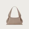 Elegant leather shoulder bag for women minimalist hobo bag soft dumpling style handbag - Gray