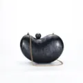 Stylish black marbled acrylic clutch bag with golden chain irregular evening crossbody bag - Black
