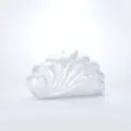 White acrylic shell clutch bag for women, elegant evening party purse with unique design. - White