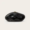 Schwarze unregelmäßige Acryl Abendtasche mit edlem goldenem Verschluss für elegante Partys. - Schwarz PU
