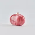 Stunning Oval Acrylic Evening Clutch Marble Pattern Gold Clasp Chic Women Handbag - Red