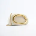Retro French elegant party wedding banquet box bag with metal handle and chain strap. - White