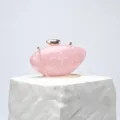 Pink Acrylic Bullet Shaped Evening Clutch Bag with Gold Metal Chain Strap and Clasp - Glitter Pink