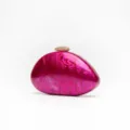Pink acrylic evening clutch bag, shell-shaped hardcase handbag for wedding party details - Rose Red