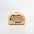 Elegant gold evening clutch bag with modern metallic abstract handle design for women parties. - Gold