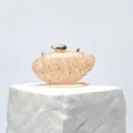 Clear Acrylic Evening Clutch Bag Gold Sequins Bullet Shape Shoulder Crossbody Bag - Brown Sequins