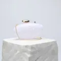Transparent Acrylic Clutch Bag Sequins Bullet Shape Evening Handbag Gold Chain Shoulder Bag - Sequin White