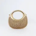 Mini metallic moon evening bag with dazzling rhinestones, elegant party clutch for women. - Gold