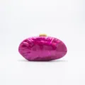 Glossy magenta marbled acrylic clutch bag detail showing exquisite gold-tone metal clasp. - Rose Red