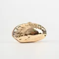 Golden metallic wavy clutch bag for women, elegant evening party shell shaped purse detail. - Light Yellow
