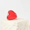 Clear red acrylic heart lollipop crossbody bag with white handle and silver chain strap for women - Red