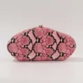 Pink snakeskin pattern acrylic evening clutch bag for women, elegant bridal party handbag. - Watermelon red