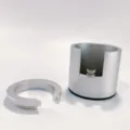 Aluminum alloy coffee tamper holder detail showing adjustable screw and base stand. - Universal 51/53/58mm / Silver