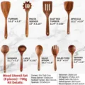 Set di utensili da cucina in legno di acacia, 8 pezzi di palette e cucchiai da cucina. - Set da 9 pezzi in legno di acacia / Set da 9 pezzi (circa 660 g)