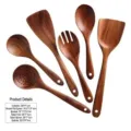 Set utensili da cucina in legno di acacia 6 pz, spatola e cucchiaio per padelle antiaderenti. - Set da 6 Pezzi in Legno di Confusa Acacia / Circa 530g