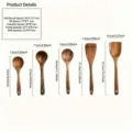 Set 5 utensili da cucina in legno di acacia, cucchiaio e spatola da cucina a manico lungo. - Set da 5 Pezzi in Legno di Acacia Confusa (Spatola + Girarrosto + Schiumarola + Mestolo + Cucchiaio Tondo Piatto) / Set da 5 Pezzi (Circa 460g)