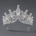 Zilveren strass tiara bruid kroon barok kristal huwelijk haaraccessoire haar variant - Prinses Holle Kroon (TS-J2938S)