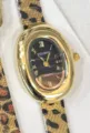 Orologio quarzo donna leopardo cinturino maglia retro elegante moda designer lusso - Stile Cassa Ovale Oro Quadrante Nero (Stile 9)