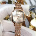 DOUKOU square women watch, elegant rose gold metal strap, minimalist style quartz timepiece. - Rose Gold Rose Dial