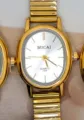 Vintages ovale Quarzuhr für Damen mit goldenem Metall-Zugband, elegantes Retro-Design. - Goldgehäuse Weißes Zifferblatt