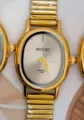 MICAI Vintage Stil minimalistische ovale Quarzuhr für Damen mit goldfarbenem Stretch Armband. - Gold Grau Zifferblatt