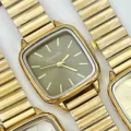 SUNLIFEX square women watch vintage retro gold expansion band quartz timepiece elegant style - Gold Case Green Dial