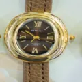 MICAI Women Oval Leather Strap Watch Elegant Quartz Wristwatch Daily Fashion Chic Accessory - Dark Brown