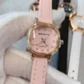 KEIIDY women square quartz watch pink leather strap crystal markers stylish fashion timepiece - Pink