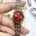 Orologio Donna Quarzo Ovale Vintage SUNLIFEX con Quadrante Rosso e Cinturino Acciaio Bicolore - Bicolore Quadrante Rosso