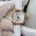 Montre quartz femme vintage petite carre montre bracelet cuir blanc mode tendance chic - Blanc