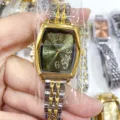 Sunlifex dames luxe tonneau groen wijzerplaat horloge roestvrij staal tweekleurig bandje - Tweekleurig Groene Wijzerplaat