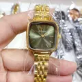 SUNLIFEX Damen Uhr elegante quadratische grüne Zifferblatt goldene Stahlarmband Quarz Uhr neu - Goldgehäuse Grünes Zifferblatt