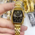 SUNLIFEX vrouwen gouden tonneau horloge vintage stijl klein staal quartz detail - Goud Zwarte Wijzerplaat