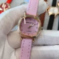 KEIIDY montre mode femme retro minimaliste petit carre montre bracelet cuir rose quartz - Mauve Clair