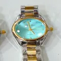Montre quartz pour femme bracelet métal bicolore cadran bleu vintage élégante mode - Bicolore Or Cadran Bleu Clair