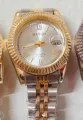 Orologio al quarzo donna BARSH cinturino acciaio bicolore lunetta scanalata numeri - Bicolore Quadrante Bianco