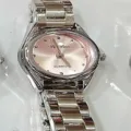 Women stainless steel quartz watch with pink dial minimalist vintage style elegant ladies wrist. - Silver Case Pink Dial