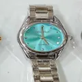 Women's Quartz Watch Vintage Style Metallic Strap Turquoise Dial Chic Trendy Timepiece - Silver Case Blue Dial
