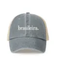 Washed baseball cap with trendy front embroidery, breathable mesh back, and adjustable fit. - Adjustable / Gray