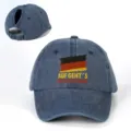 Casquette de baseball en denim lavé avec ouverture queue de cheval et drapeau allemand. - Réglable / Bleu Marine