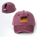 Gewaschene Baumwoll-Zopfcappy mit deutscher Flagge bedruckt und Slogan, verstellbar. - Verstellbar / Burgunderrot