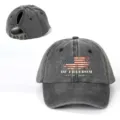 Vintage gewassen distressed paardenstaart honkbalpet met Amerikaanse vlag print voor sport - Verstelbaar / Zwart