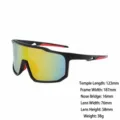 Grote frame sport fiets zonnebril met kleurrijke reflecterende lenzen winddichte buitenbril. - Zwart En Rood Frame Met Rode Folie