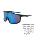Fietszonnebril sport winddichte bril reflecterend outdoor wielrennen hardloopbril - Zwart Blauw Frame Blauwe Spiegel Lens